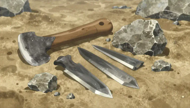 Visual representation of "lithic" - Relating to stone; made of or resembling stone.