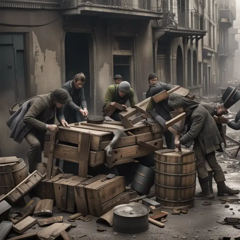 Visual representation of "barricade" - A hastily built barrier for defense in a battle.
