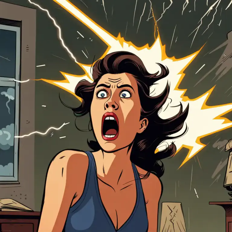 Visual representation of "jump at" - To quickly react or get scared by something unexpected.