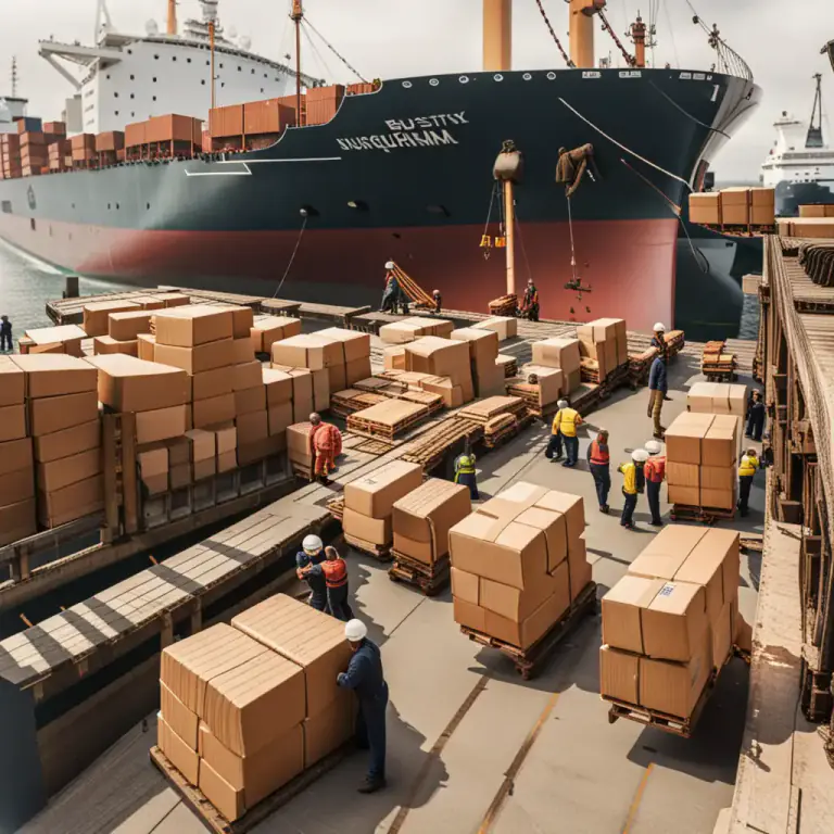 Visual representation of "ship off" - To send goods by sea or by ship