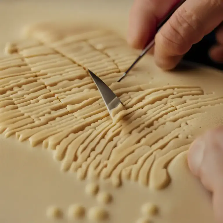Visual representation of "score" - To make a cut or line on a surface