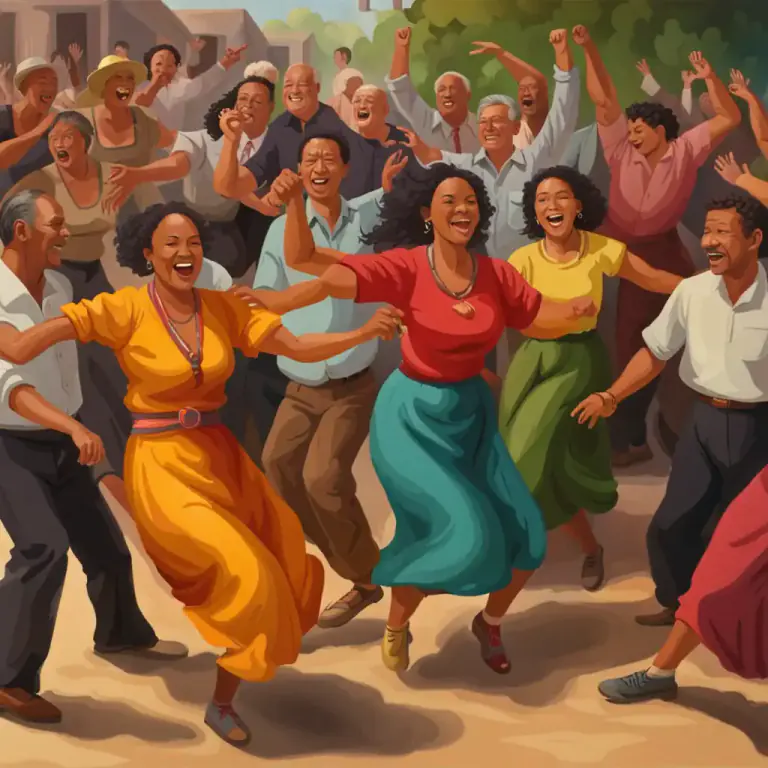Visual representation of "stomp" - To dance with heavy steps, often to lively folk or country music