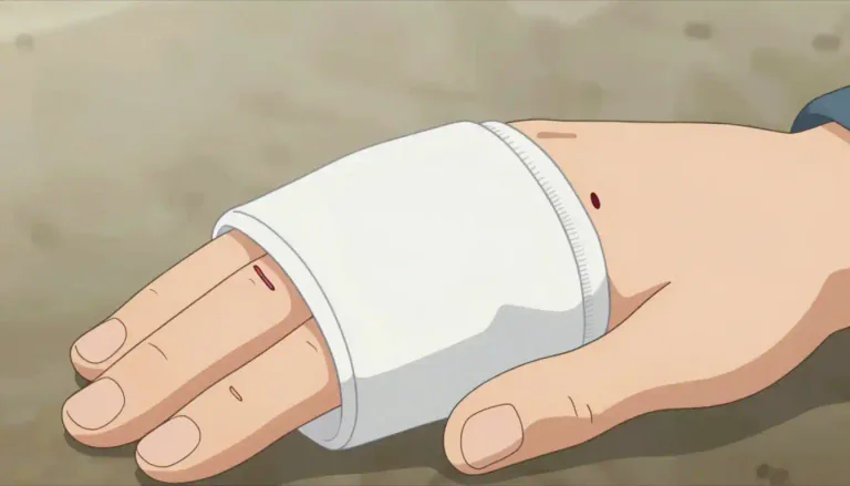 Visual representation of "bandage" - A piece of material used to cover a wound to protect it.