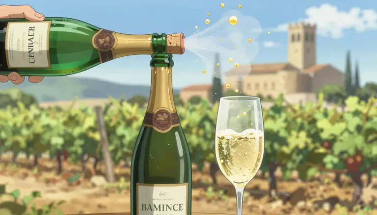 Visual representation of "cava" - Cava is a sparkling wine from Spain, typically produced in the Penedès region, using the traditional method.