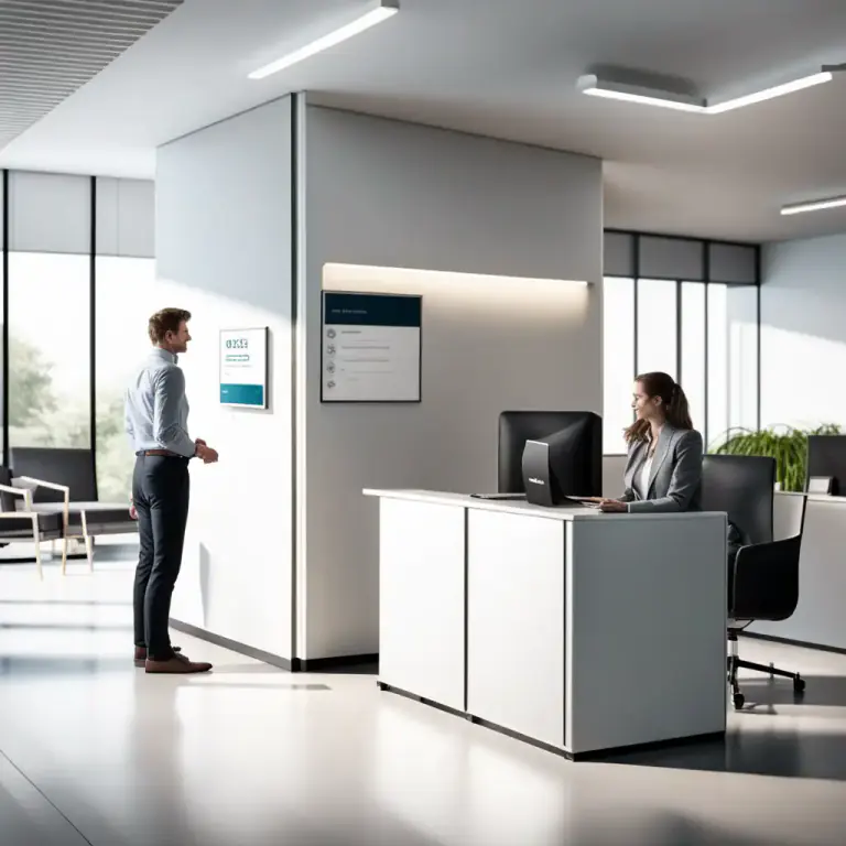Visual representation of "reception" - A place in a hotel or office where guests or visitors go first when they arrive