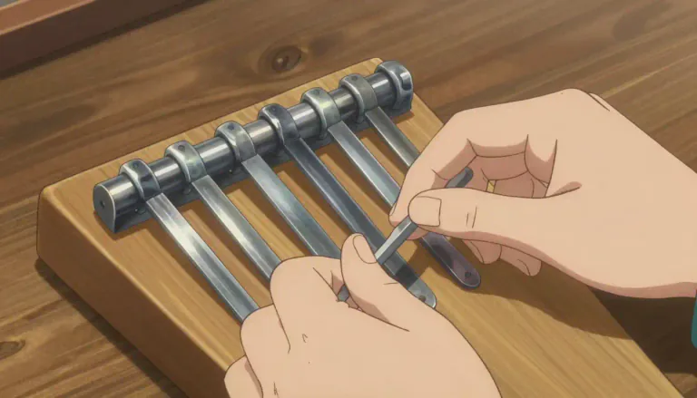 Visual representation of "mbira" - A musical instrument consisting of a wooden board with metal tines that are plucked with the thumbs, commonly used in various African musical traditions.