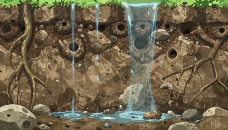 Visual representation of "percolate" - To filter through a porous surface or substance