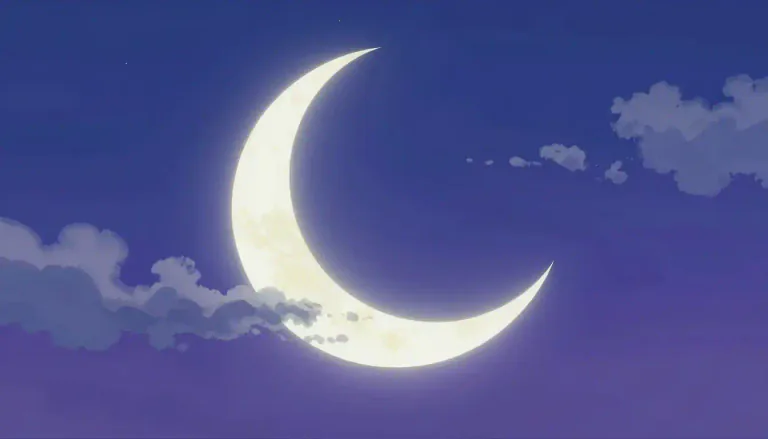 Visual representation of "lune" - Refers to a crescent shape or form, specifically associated with the moon.