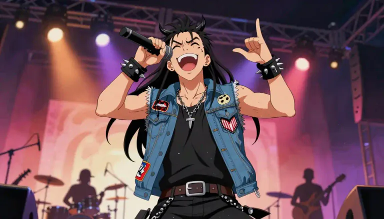 Visual representation of "metalhead" - A person who loves heavy metal music and identifies with this genre's culture.