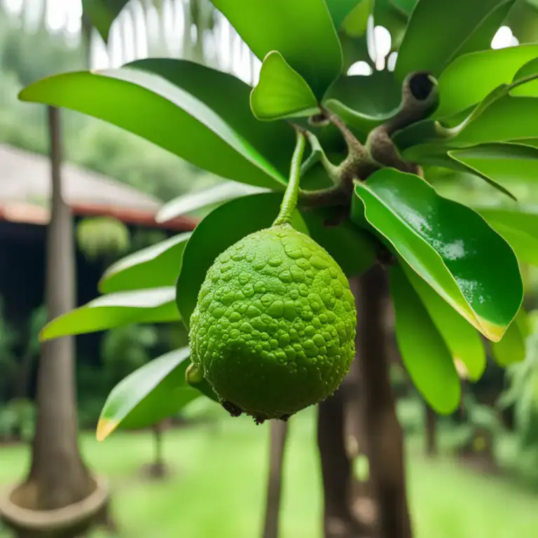 Visual representation of "kaffir" - Kind of a citrus fruit originated in tropical south and southeastern Asia.