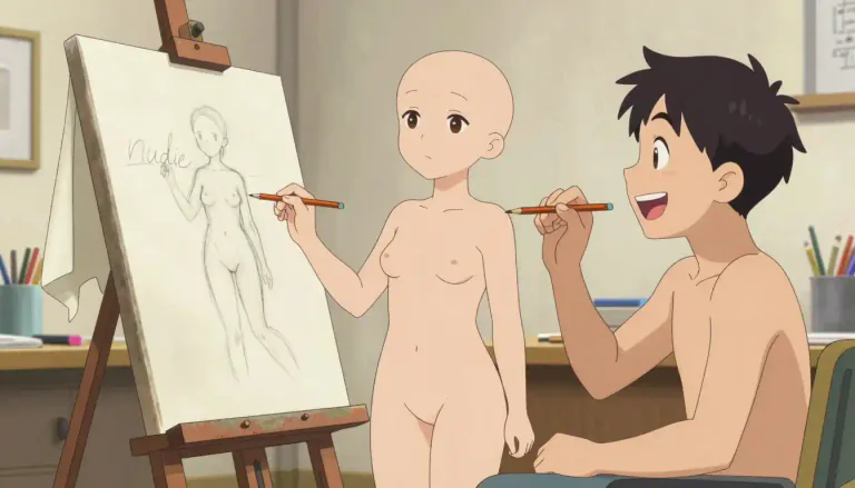 Visual representation of "nudie" - A term used to describe someone or something that is nude, often in a humorous or light-hearted way.