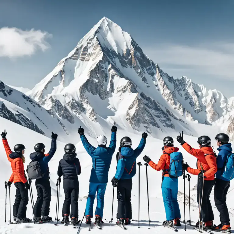 Visual representation of "ski" - To use skis to travel over water or land in a sport or activity