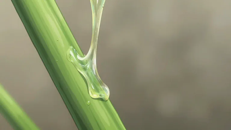 Visual representation of "mucilaginous" - Having a sticky or gel-like consistency.