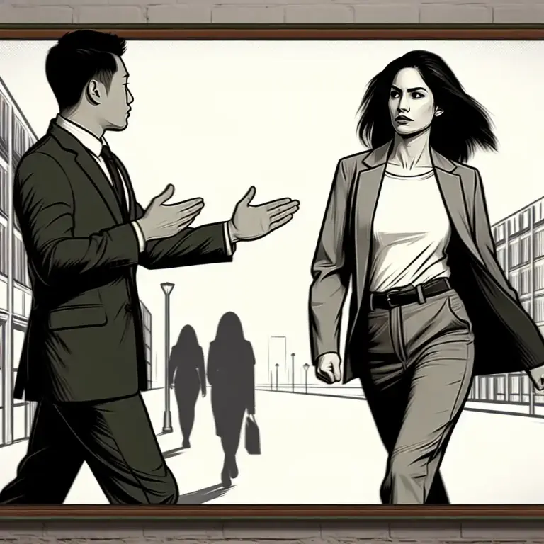 Visual representation of "contrariness" - The state of going against or disagreeing with someone or something