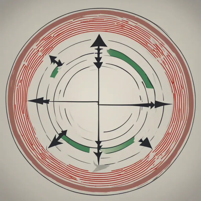 Visual representation of "round about" - In a circular direction or position