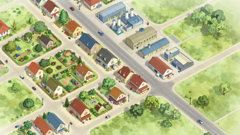 Visual representation of "zoning" - The process of dividing an area into sections for different purposes like business or residential use.