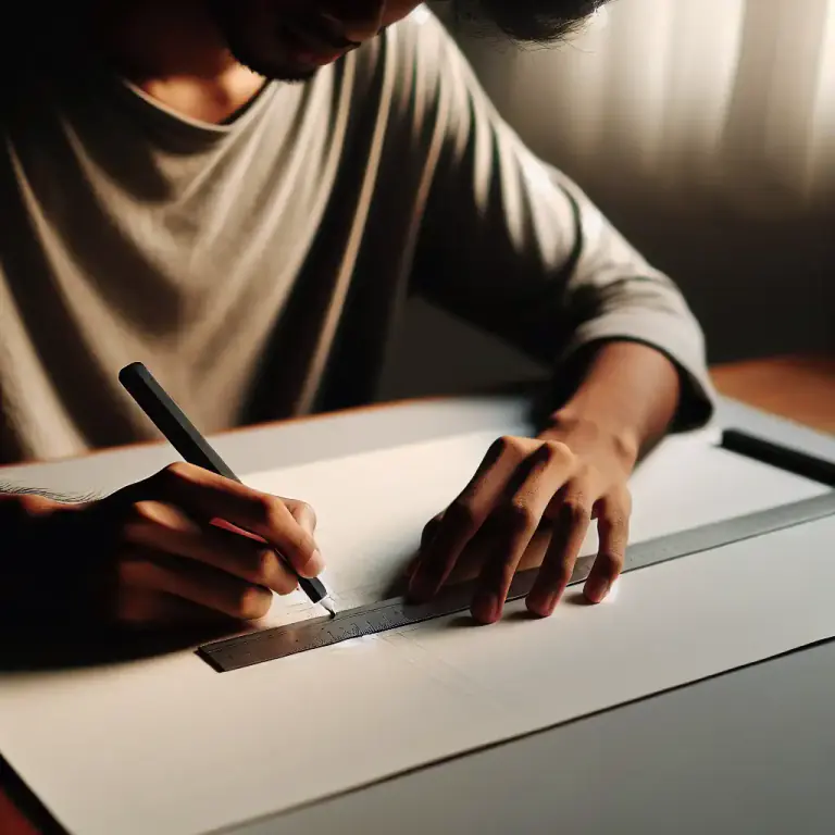 Visual representation of "rule" - A piece of equipment, like a ruler, for making straight lines.