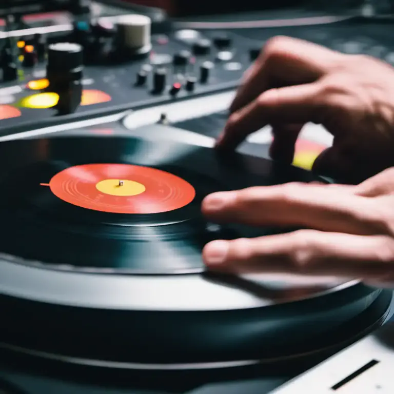 Visual representation of "scratch" - The act of scratching a record back and forth