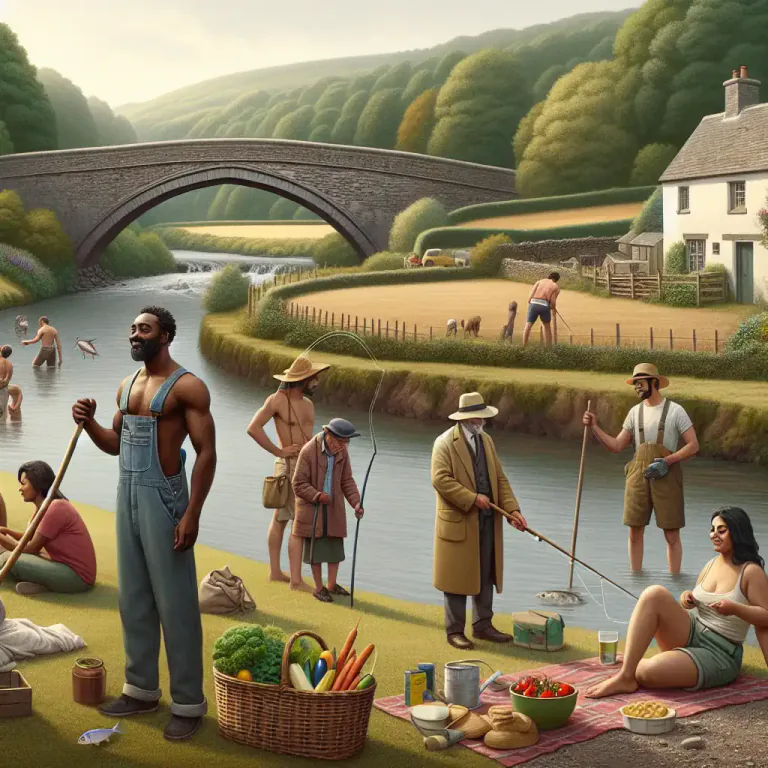 Visual representation of "riparian" - Relating to or involving the rights of those owning or occupying land on the banks of natural watercourses