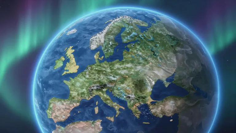 Visual representation of "atmosphere" - The layer of gases surrounding the earth or another planet