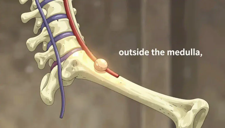 Visual representation of "extramedullary" - A term describing anatomical structures located outside the spinal cord or bone marrow.