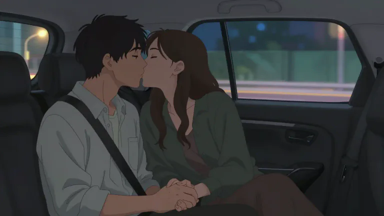 Visual representation of "make out" - To kiss and touch someone in a sexual way