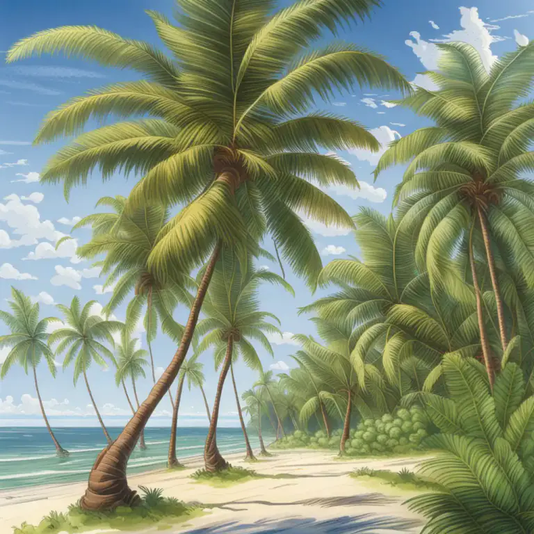 Visual representation of "coconut" - The tall palm tree that produces coconuts.