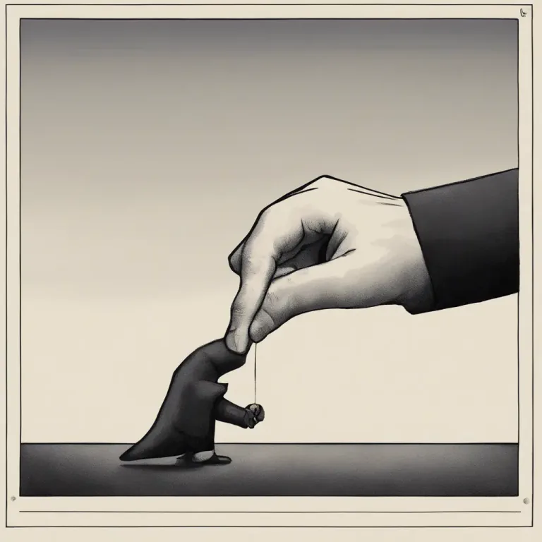 Visual representation of "under somebody’s thumb" - Being completely controlled by someone else