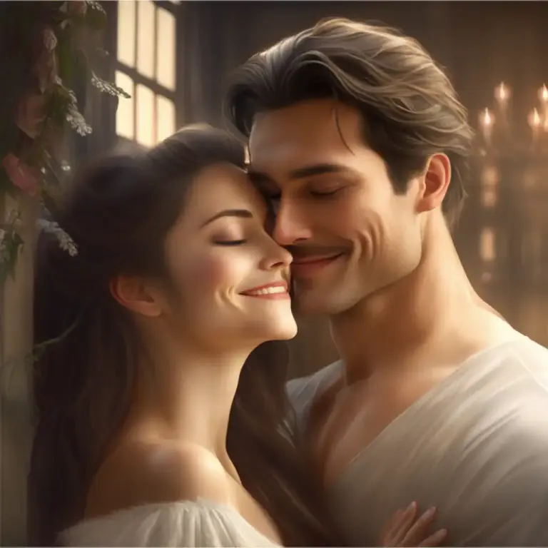 Visual representation of "caress" - To touch someone gently and kindly, often in a romantic way