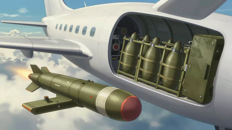 Visual representation of "payload" - The explosives or bombs carried by an aircraft or missile.