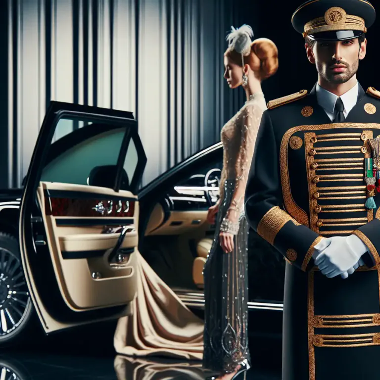 Visual representation of "liveried" - Wearing a livery (a uniform worn by servants or chauffeurs).