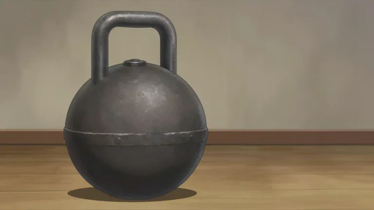 Visual representation of "kettlebell" - A kettlebell is a large, heavy ball with a handle used for exercise or weight training.