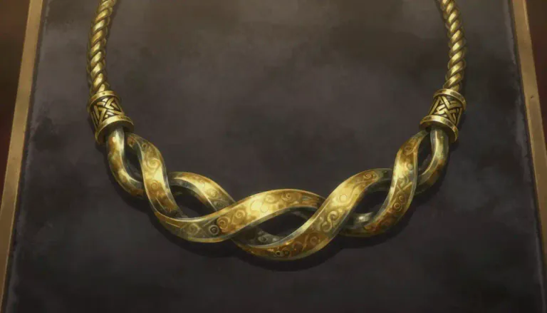 Visual representation of "torc" - A torc is a piece of jewelry in the form of a twisted metal necklace, often associated with ancient Celtic societies.