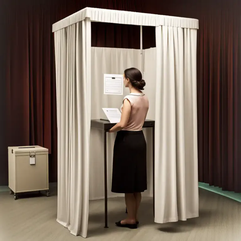 Visual representation of "booth" - A small private space or compartment that you can stand in for a certain action like voting or using the telephone.
