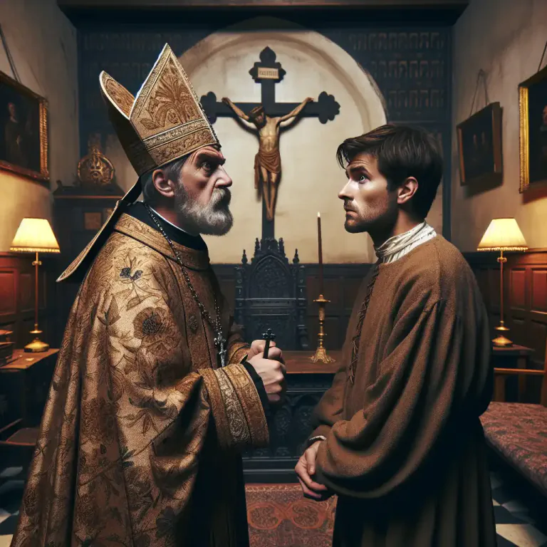 Visual representation of "inquisition" - A tribunal established by the papacy of the Roman Catholic Church for the discovery and punishment of heresy.