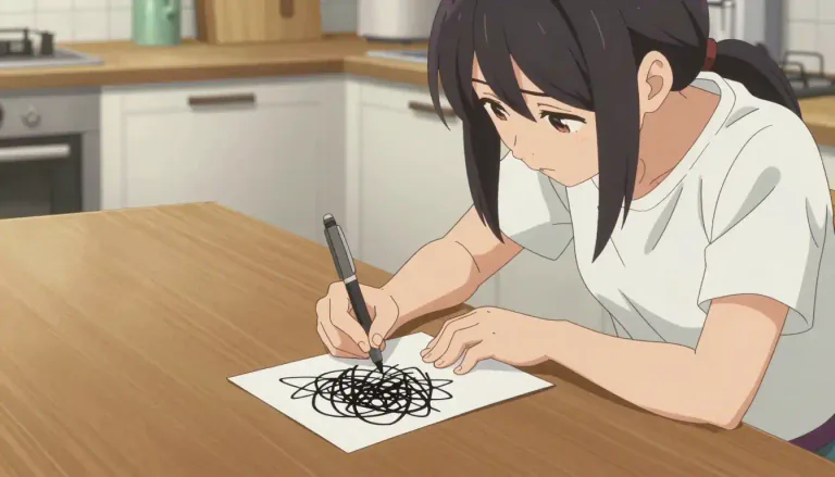 Visual representation of "scrawl" - To write or draw something in a way that is hard to read or messy