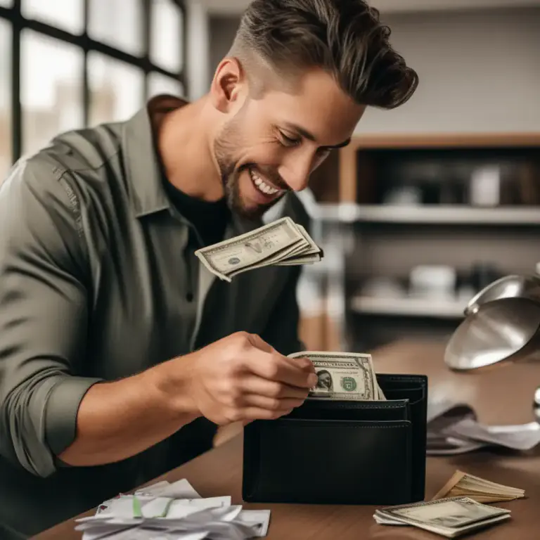 Visual representation of "dip into your pocket" - To spend your own money on something