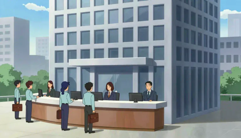 Visual representation of "corporatization" - The process of converting government departments or public sector organizations into corporations.