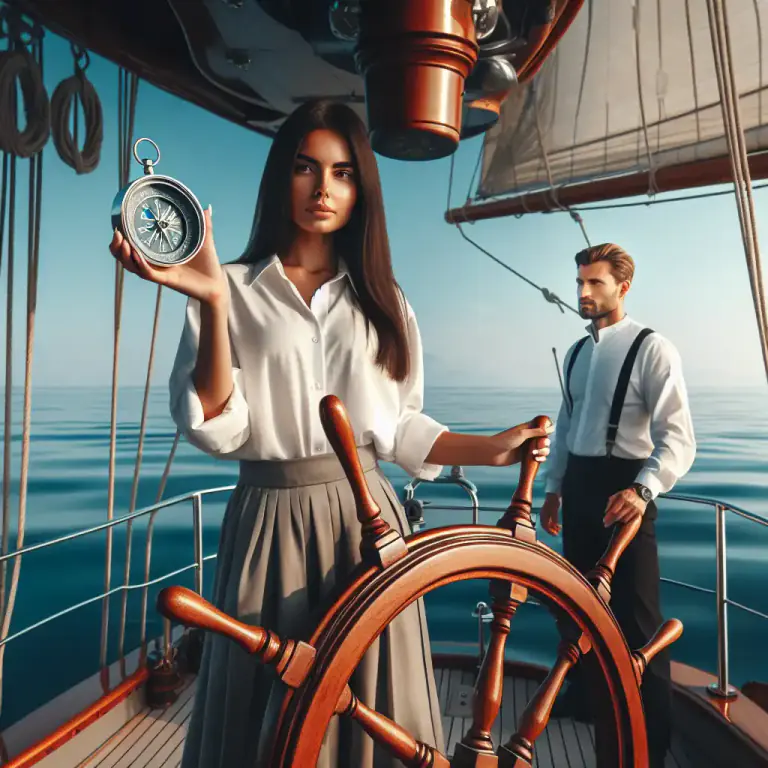 Visual representation of "quartermaster" - In sailing, a person who helps navigate the ship.