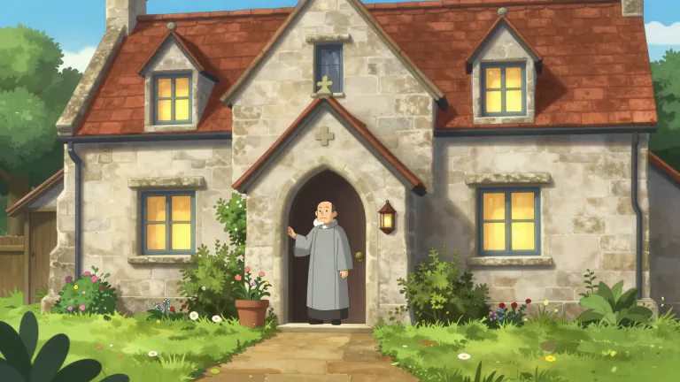 Visual representation of "parsonage" - The house of a minister or priest in charge of a church
