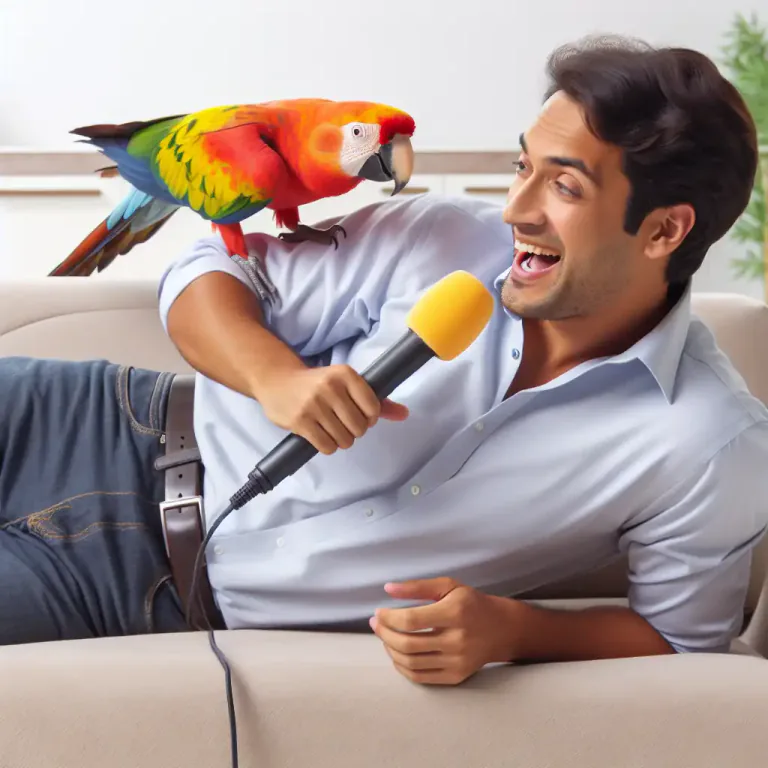 Visual representation of "parrot" - To copy what someone else is saying without fully understanding it.