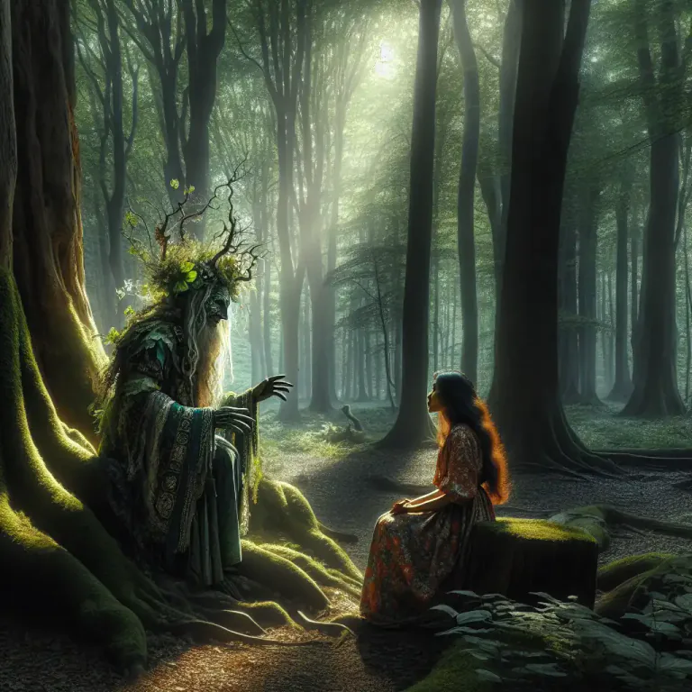 Visual representation of "sylvan" - A character in literature or mythology associated with the woods or forest.