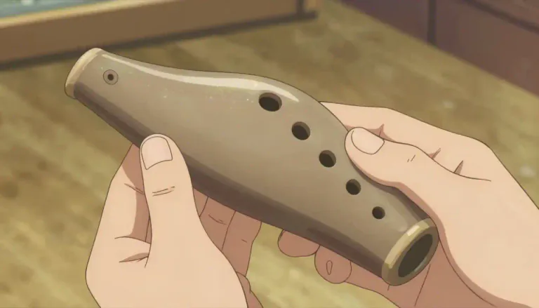 Visual representation of "ocarina" - A small, wind musical instrument, traditionally made of ceramic or clay, with a mouthpiece and several finger holes.