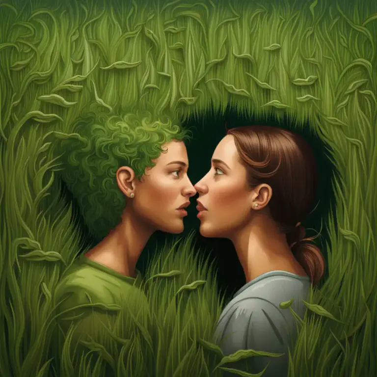 Visual representation of "grass over" - To keep secrets about wrong actions by preventing them from being known