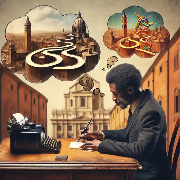 Visual representation of "digression" - A section in a discourse or piece of writing that deviates from the main theme