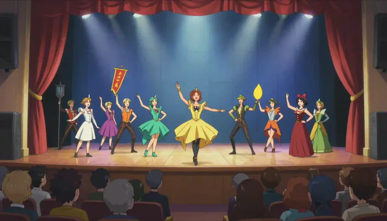 Visual representation of "pageant" - A show or display presented on a public stage