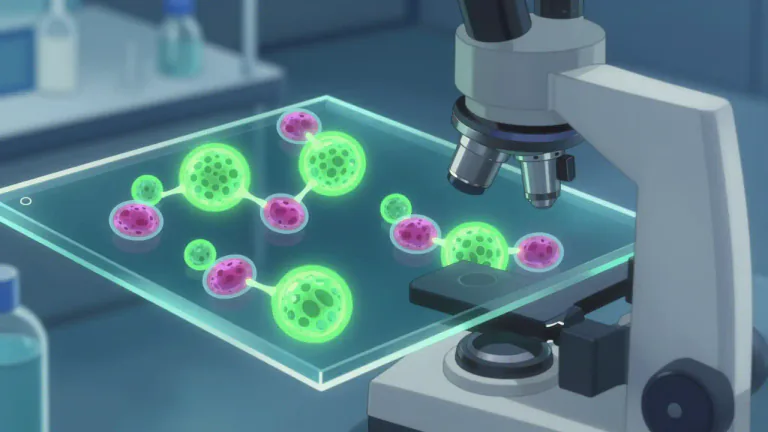 Visual representation of "immunofluorescence" - A technique used to visualize the presence and location of proteins or antigens in biological samples by using antibodies linked to a fluorescent dye.