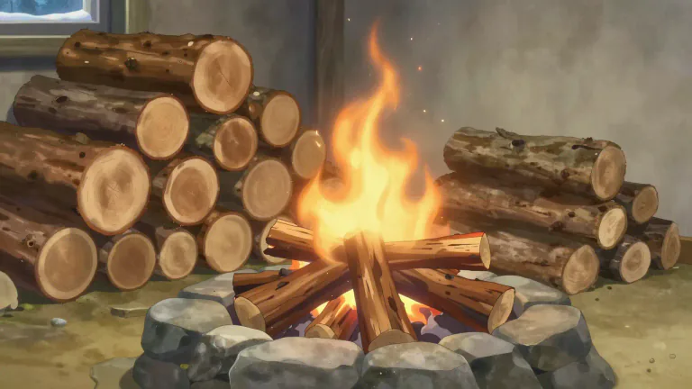 Visual representation of "fuelwood" - Wood that is used as fuel for burning, typically for heating or generating energy.