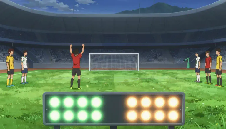 Visual representation of "scoreline" - The scoreline is the result of a game, showing how many points each team or player scored.