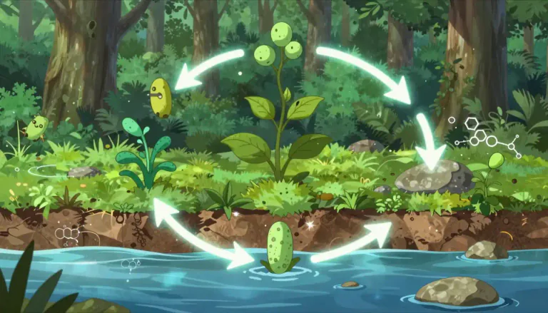 Visual representation of "biogeochemical" - Relating to the branch of science that deals with the biological, geological, and chemical processes in the environment.